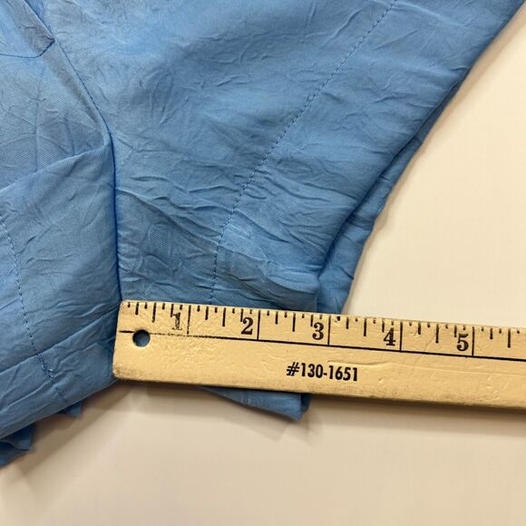 Zara Satin Effect Cargo Short Womens XS Extra Small Crinkle Blue Faux Fly Pocket - Picture 8 of 13